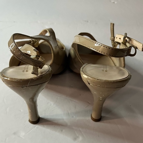 Naturalizer Beige Patent Leather Slingback Peep Toe Heels | Approx. Size 9-9.5 - Picture 10 of 12